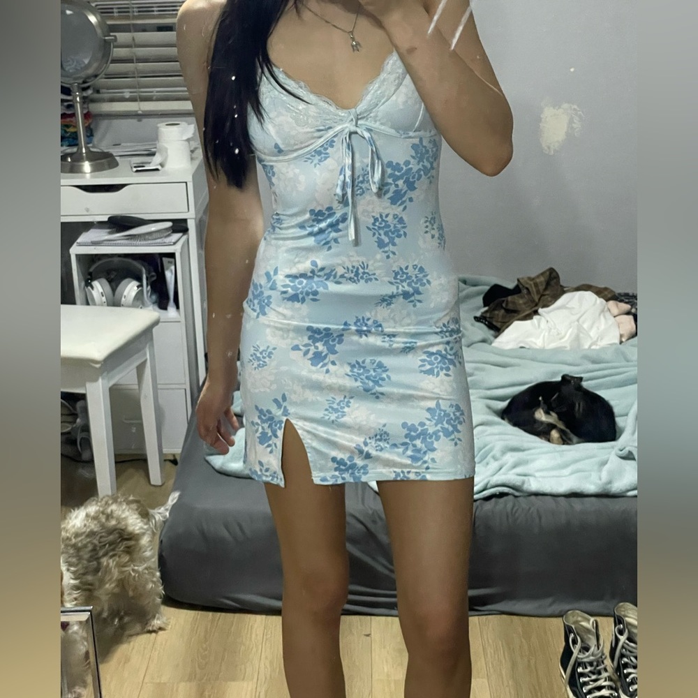 Blue Floral Mini Dress